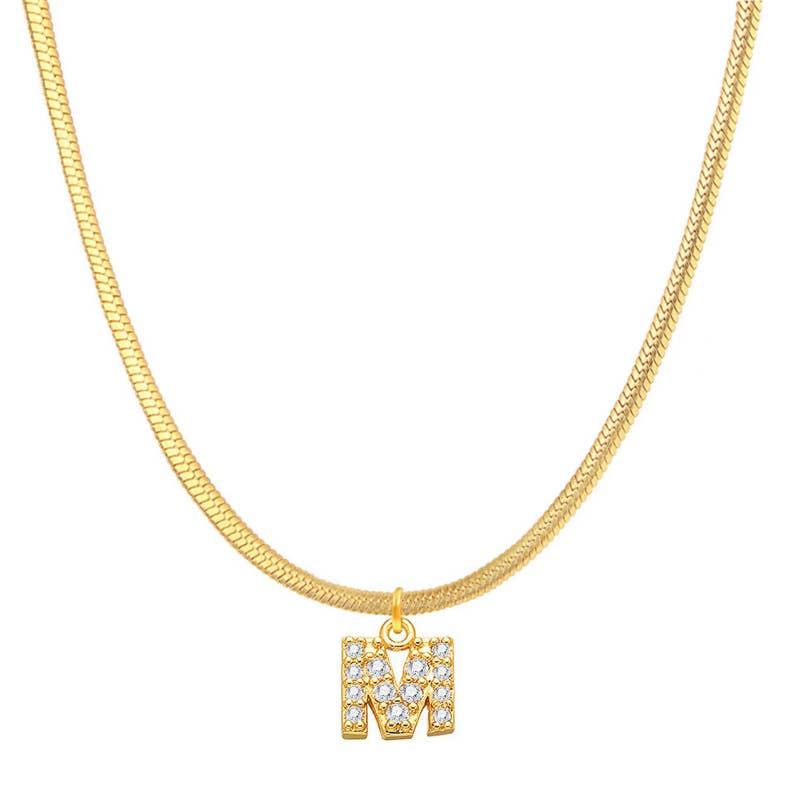 Titanium steel snake bone lock zircon pendant