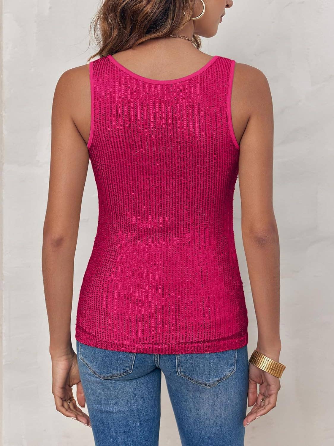 Solid-color sequined casual and fashionable vest