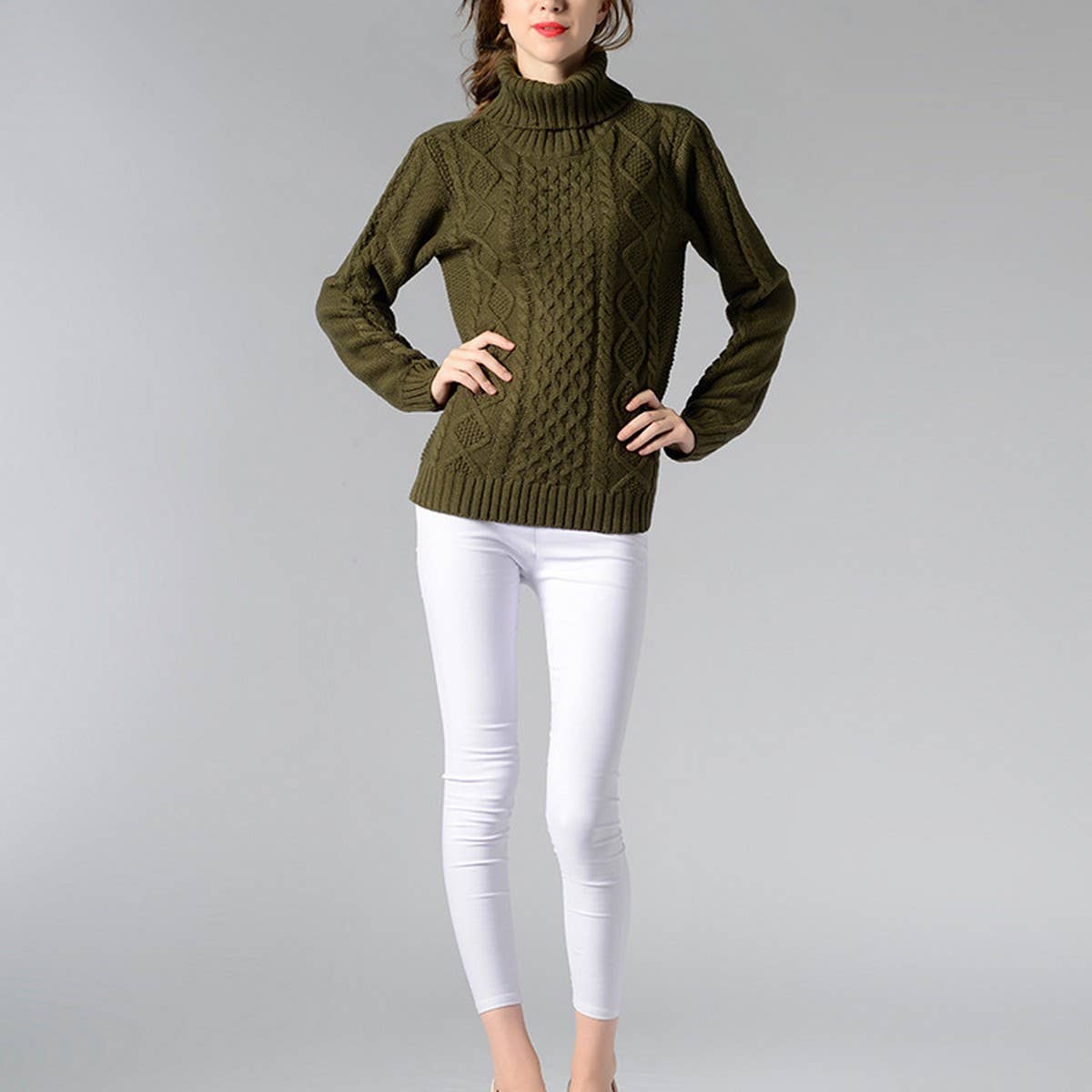 Turtleneck long-sleeved floral base sweater