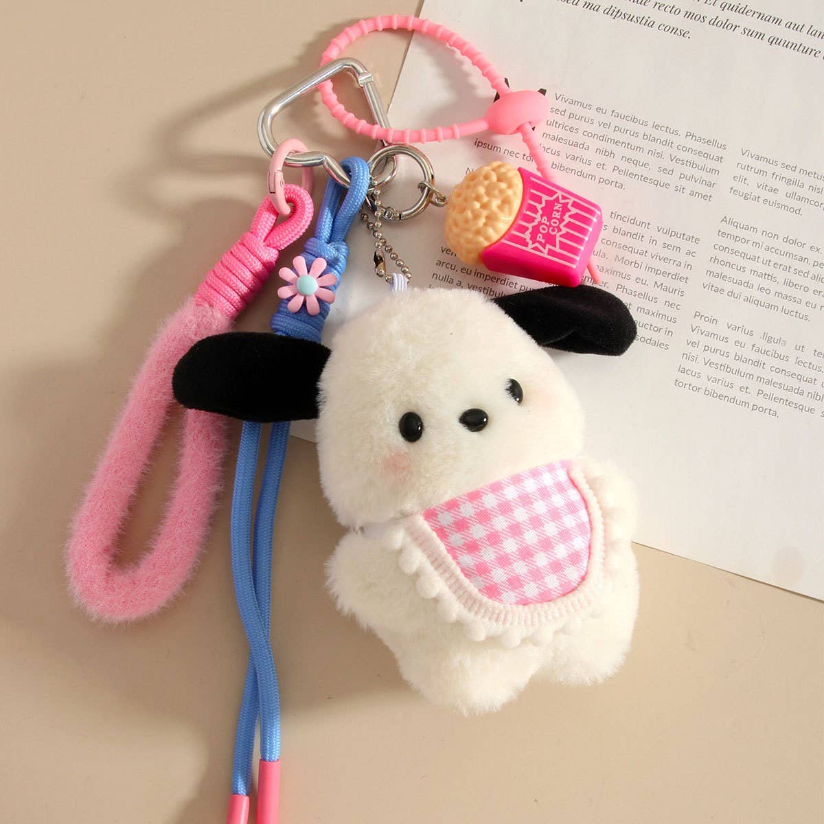 Plush Dog Popcorn Keychain Cute Bag Charm_CWMM7868