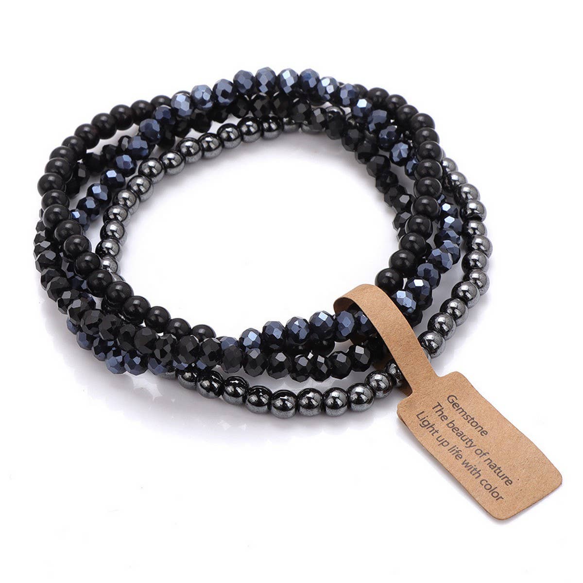 CWAJE4304_GLASS BEAD STONE BEADED FOUR-PIECE BRACELET