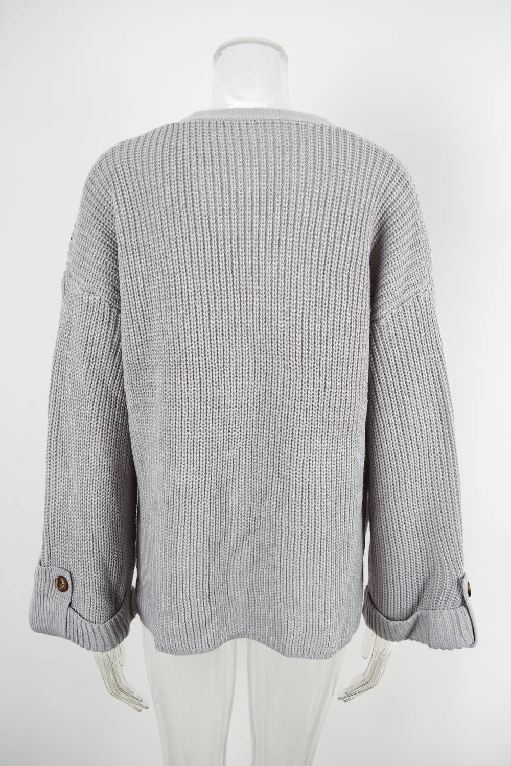 Fashion loose V-neck single-breasted cardigan