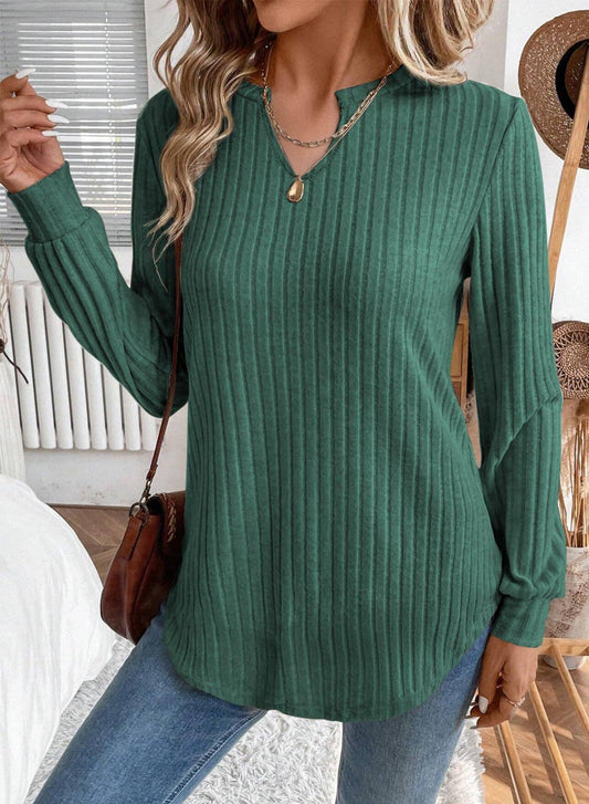 V-neck sharpened pit strip long sleeve T-shirt