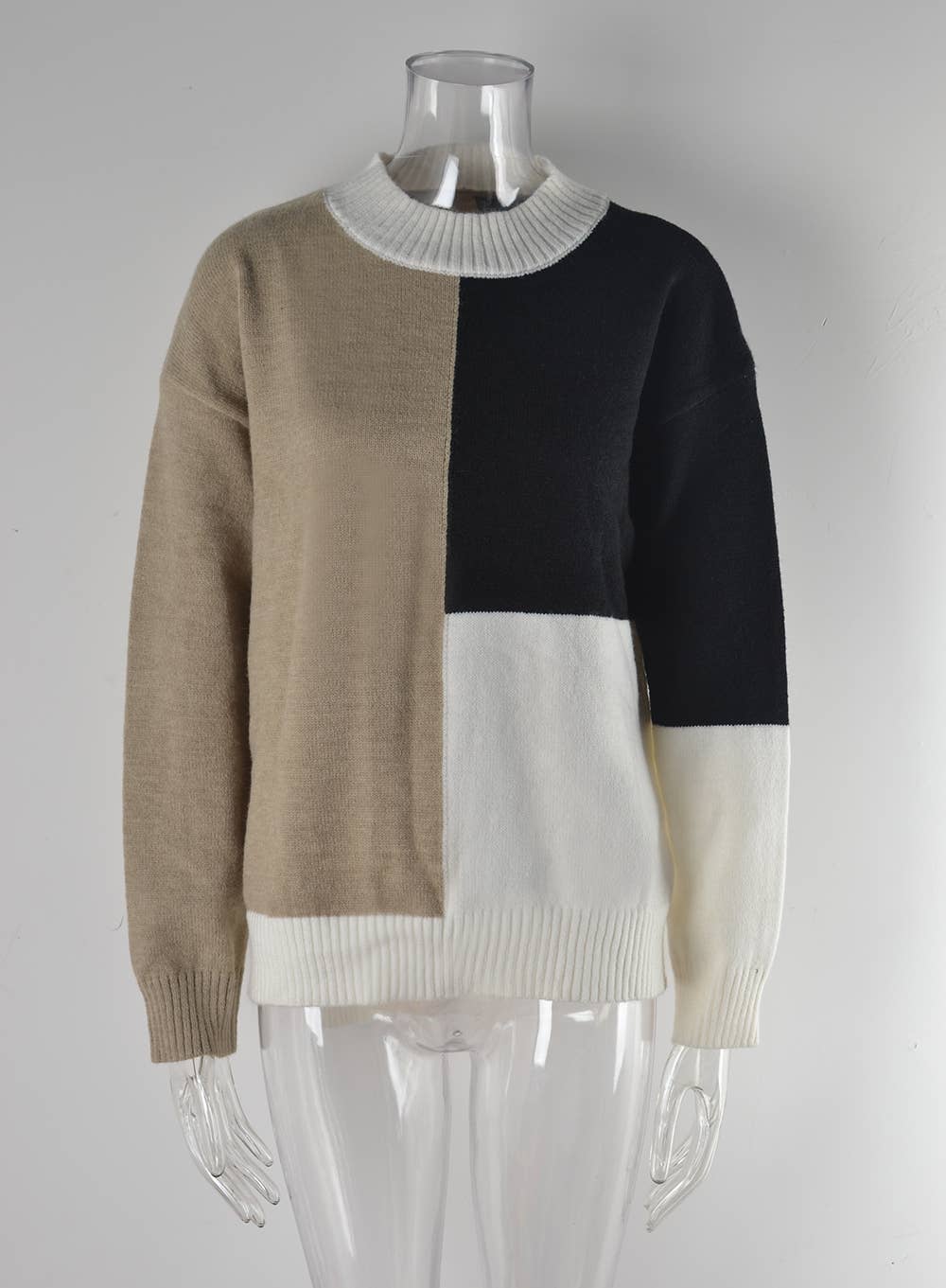 WITH IRREGULAR KNIT LOOSE PULLOVER SWEATER