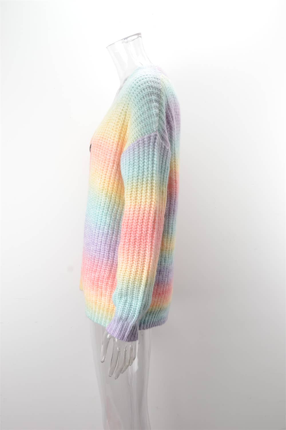 Gradient Rainbow Color Single Breasted Cardigan