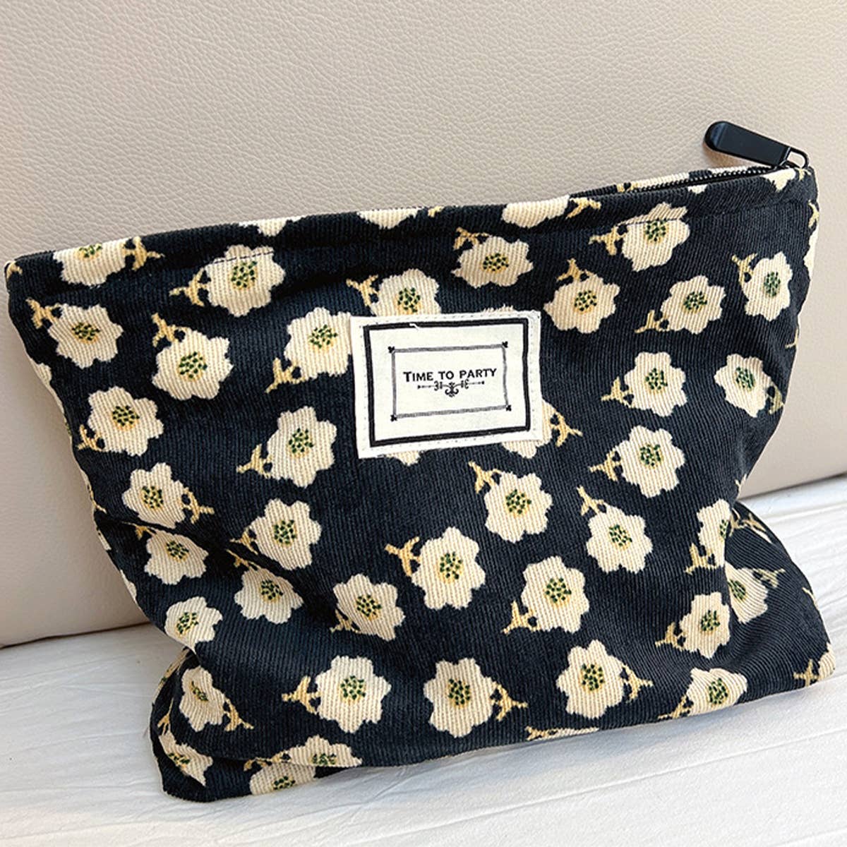 CORDUROY RETRO FLORAL LARGE CAPACITY MAKEUP BAG_CWAB1221