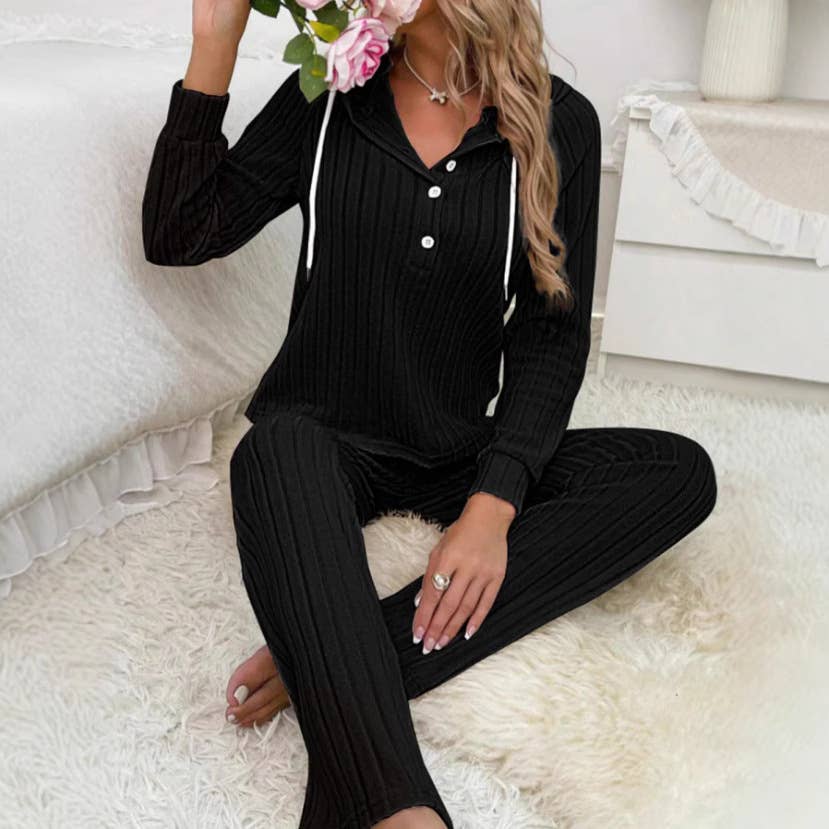 PIT WOOLEN HOODED TOP FASHION TROUSERS HOME SUIT