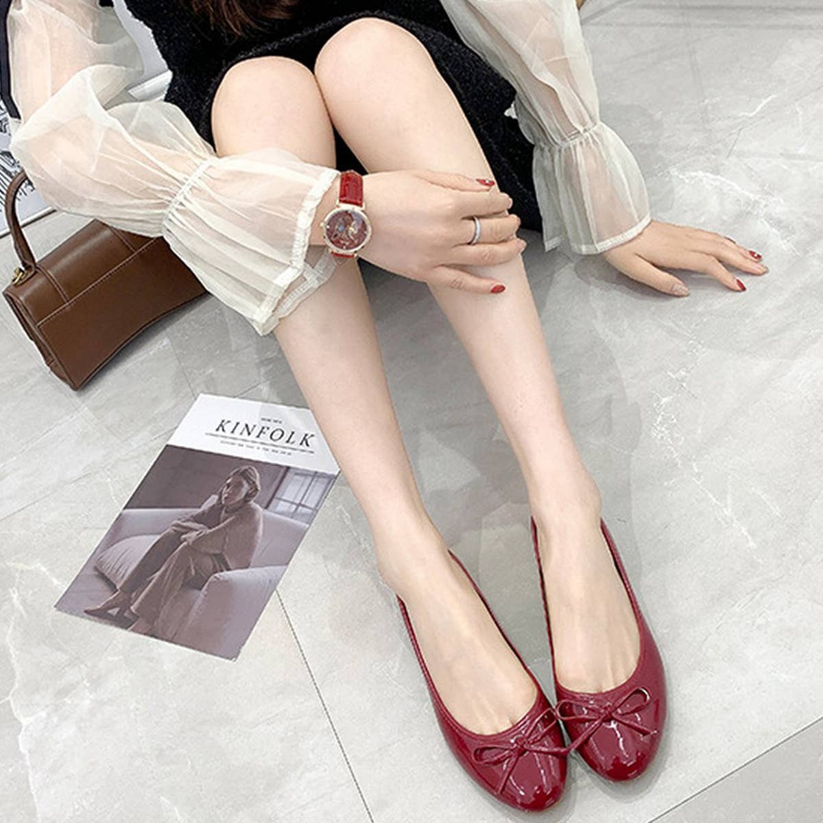 FLAT BOTTOM SOFT LEATHER BOW CASUAL WOMEN SHOES