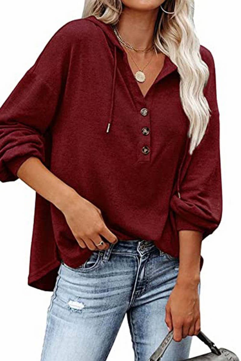 CWOHOL0615_CASUAL LOOSE SOLID COLOR HOODIE SWEATSHIRT