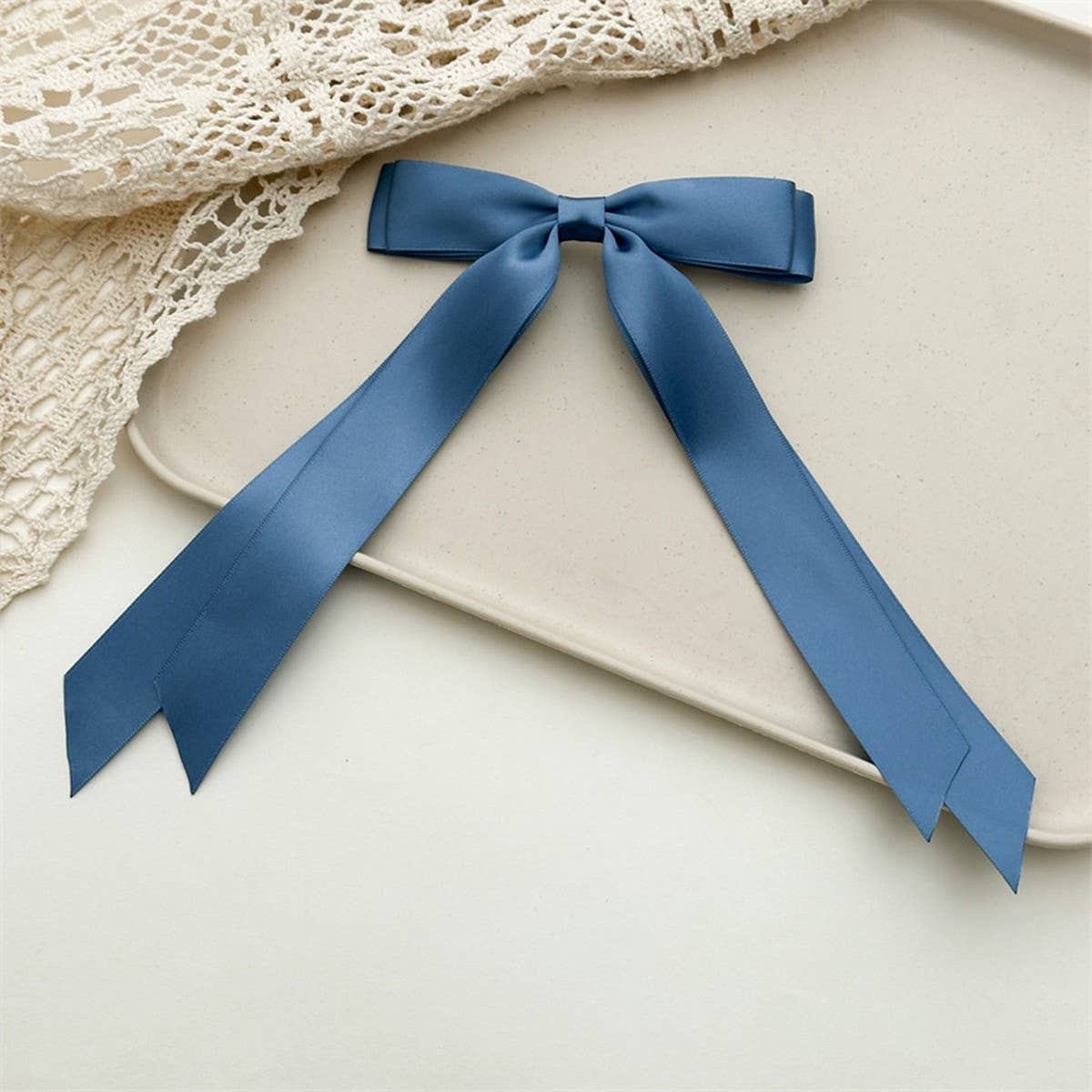 DOUBLE-LAYER BOW RIBBON TASSEL HAIR ACCESSORIES