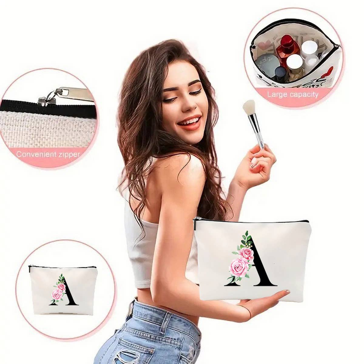 SIMPLE DOUBLE-SIDED PRINTED ZIPPER COSMETIC BAG_CWAB2251