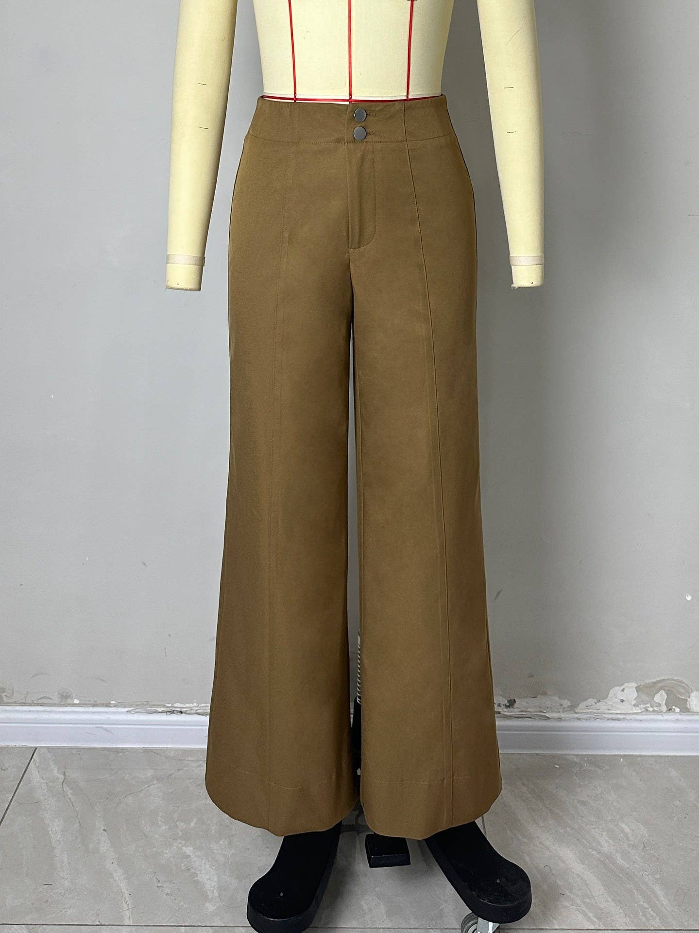 Patchwork design wide-leg work pants