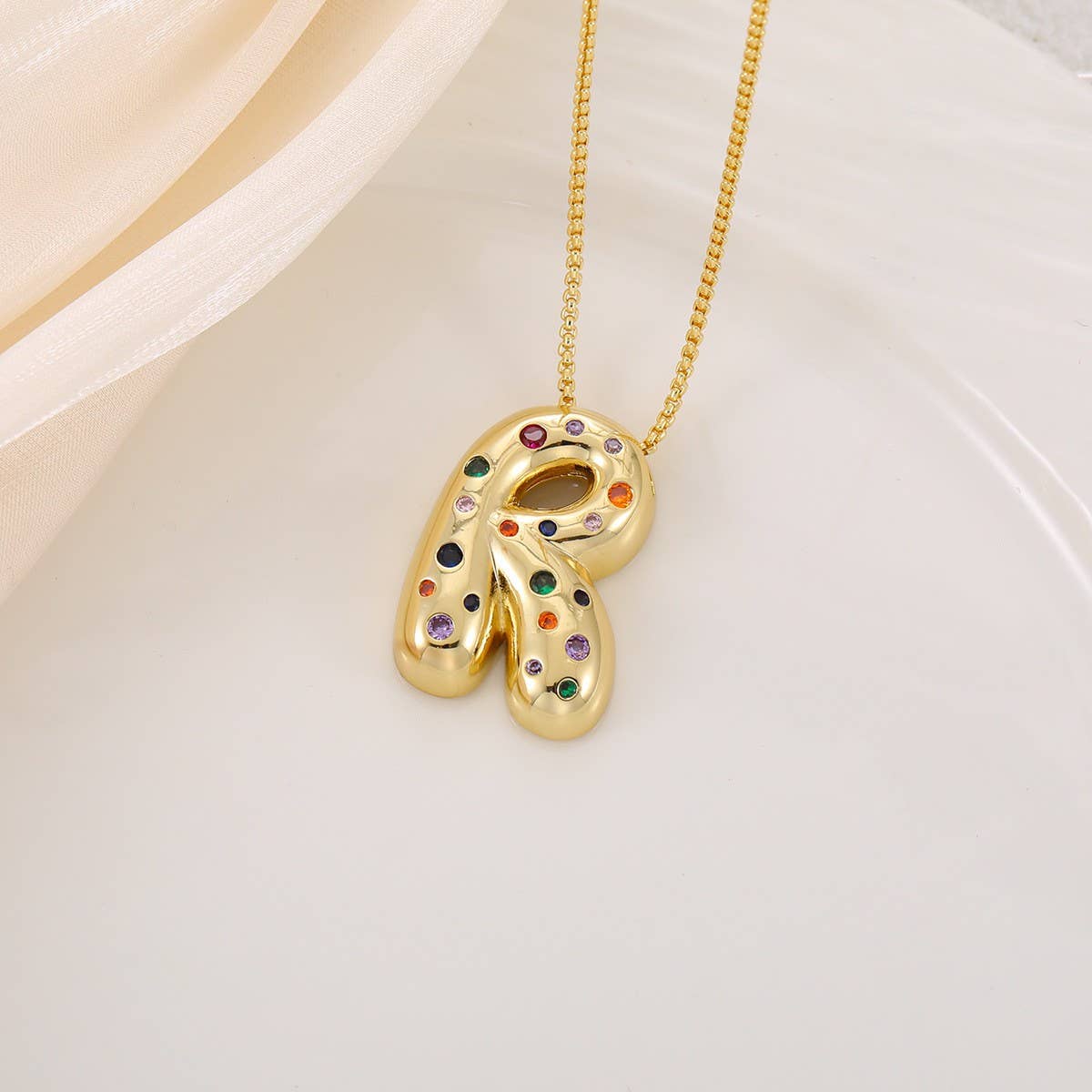 Creative Glossy Colorful Letter Pendant Necklace