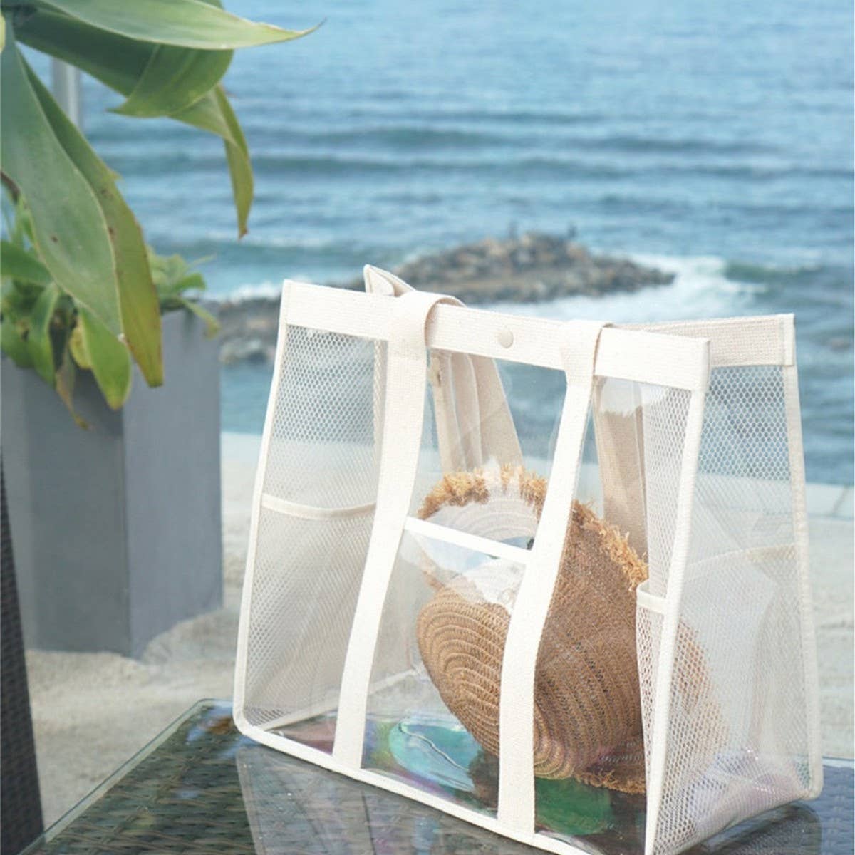 Clear PVC Beach Tote, Waterproof Travel Bag_CWAB1915
