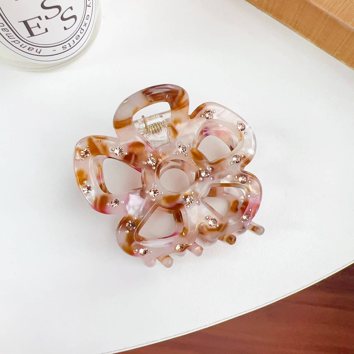 Hollow Flower Hair Claw, Rhinestone Chic Clip_CWAHA1590