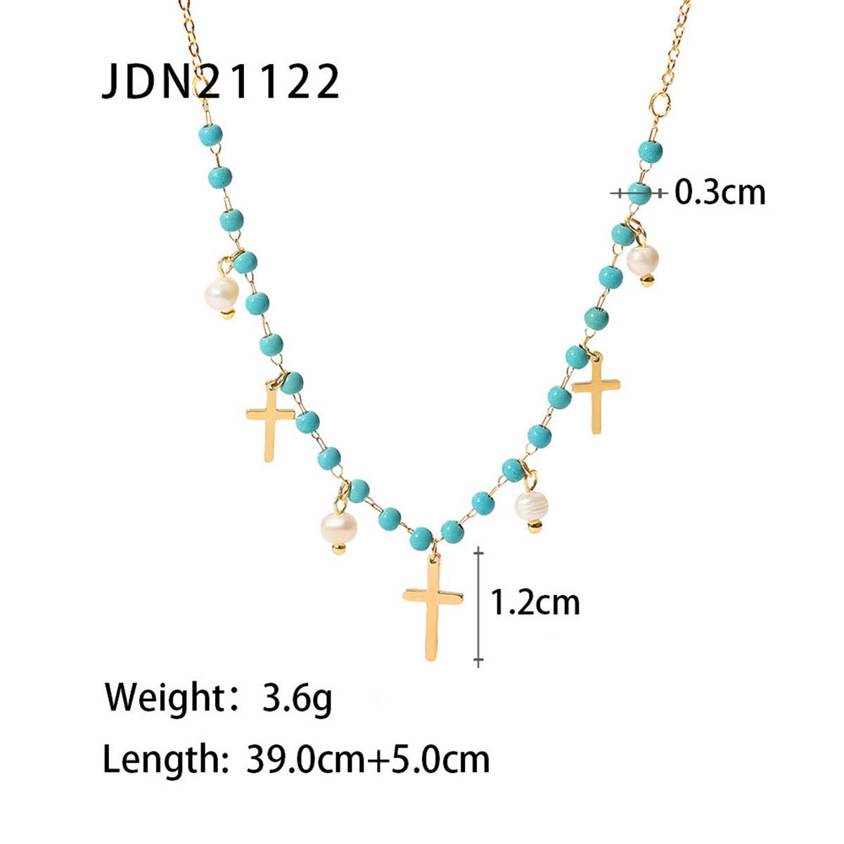 FRENCH TURQUOISE CROSS PENDANT NECKLACE