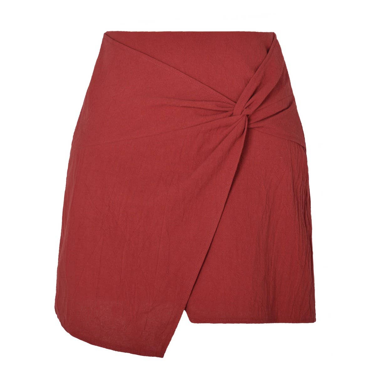 HIGH WAIST COTTON AND LINEN TWISTED SKIRT