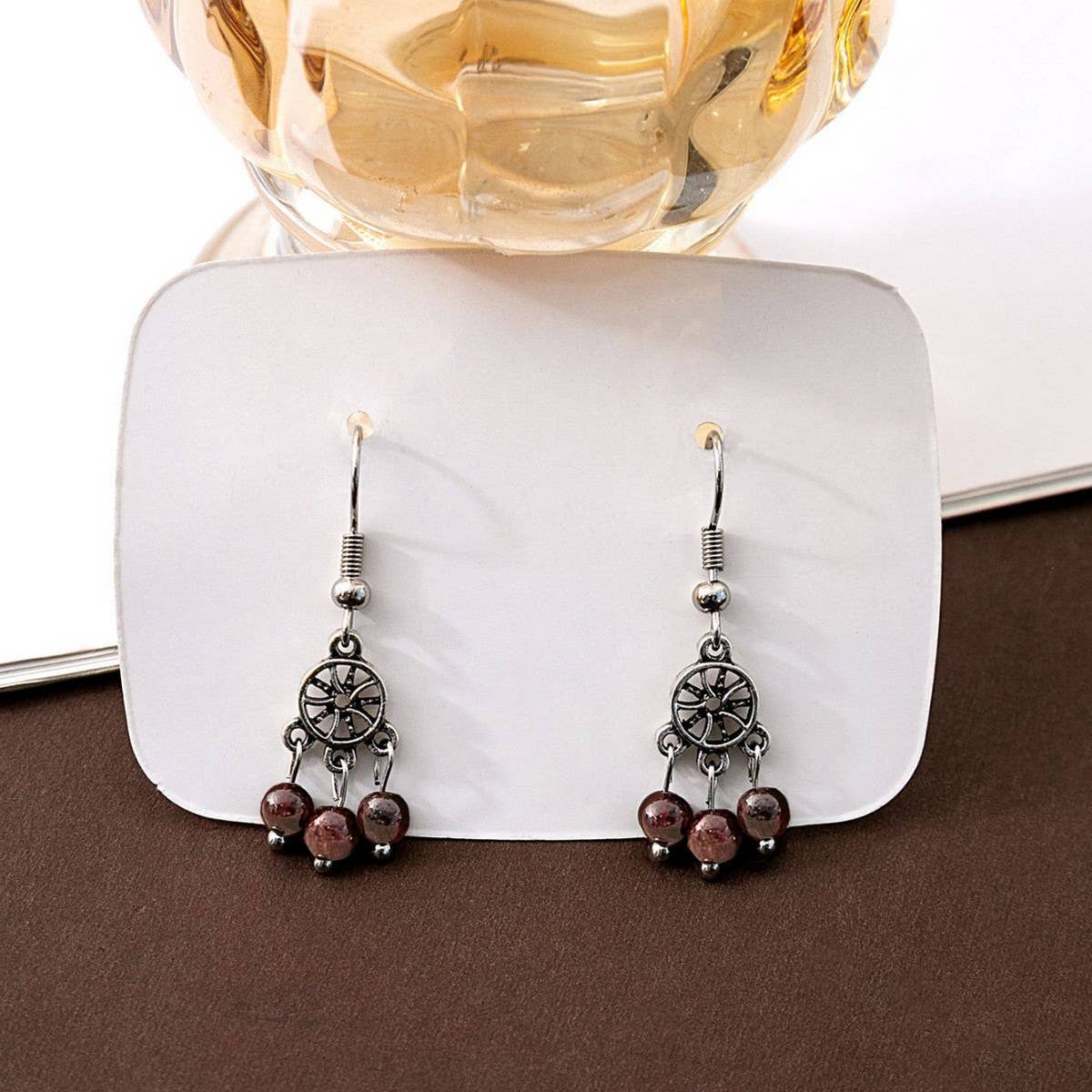 VINTAGE HOLLOW ROUND DISTRESSED EARRINGS