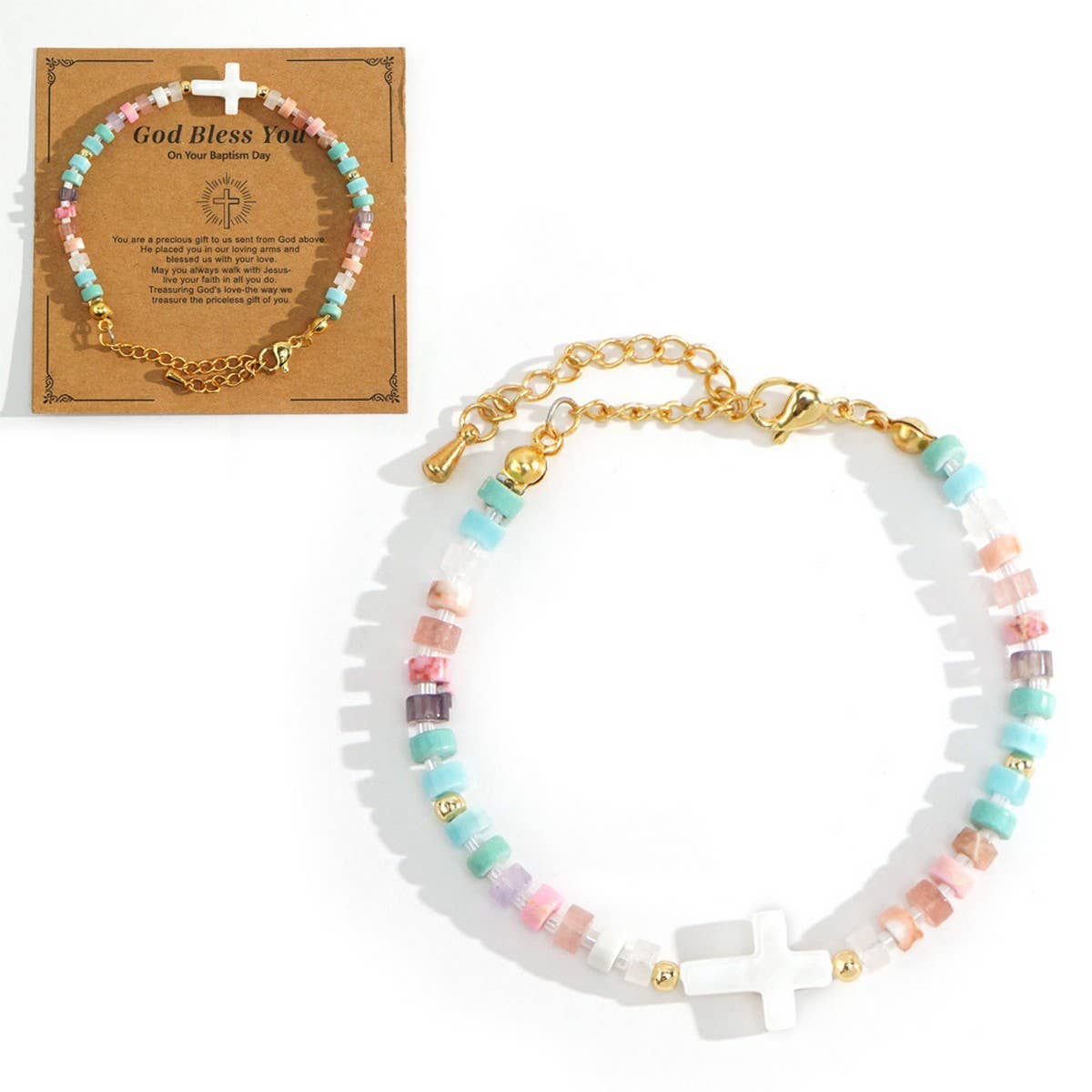 VERSATILE SWEET IRON GALLSTONE SHELL CROSS BRACELET