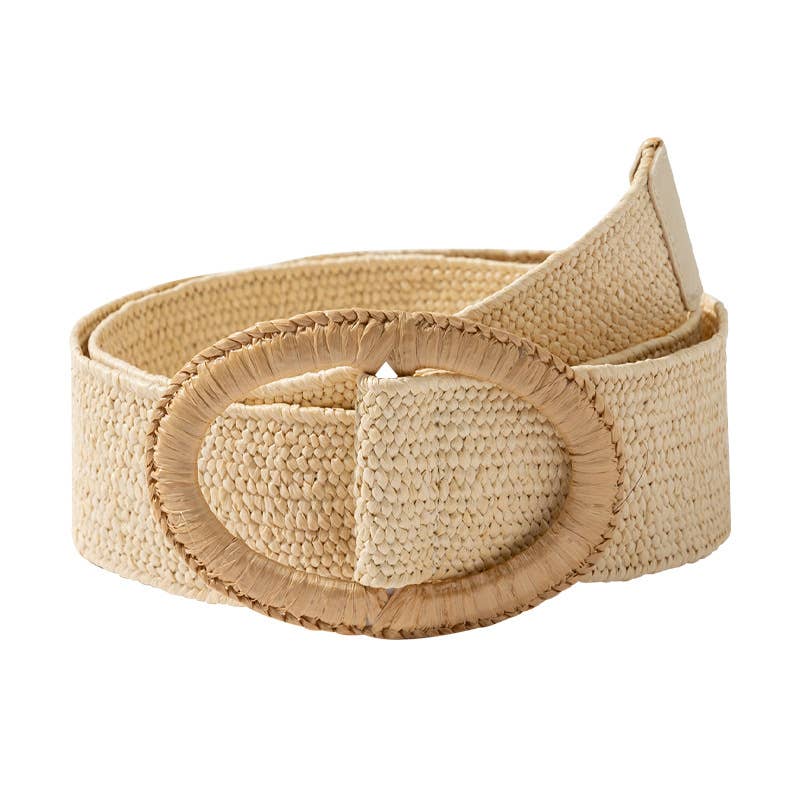 Versatile oval buckle PP elastic straw woven belt