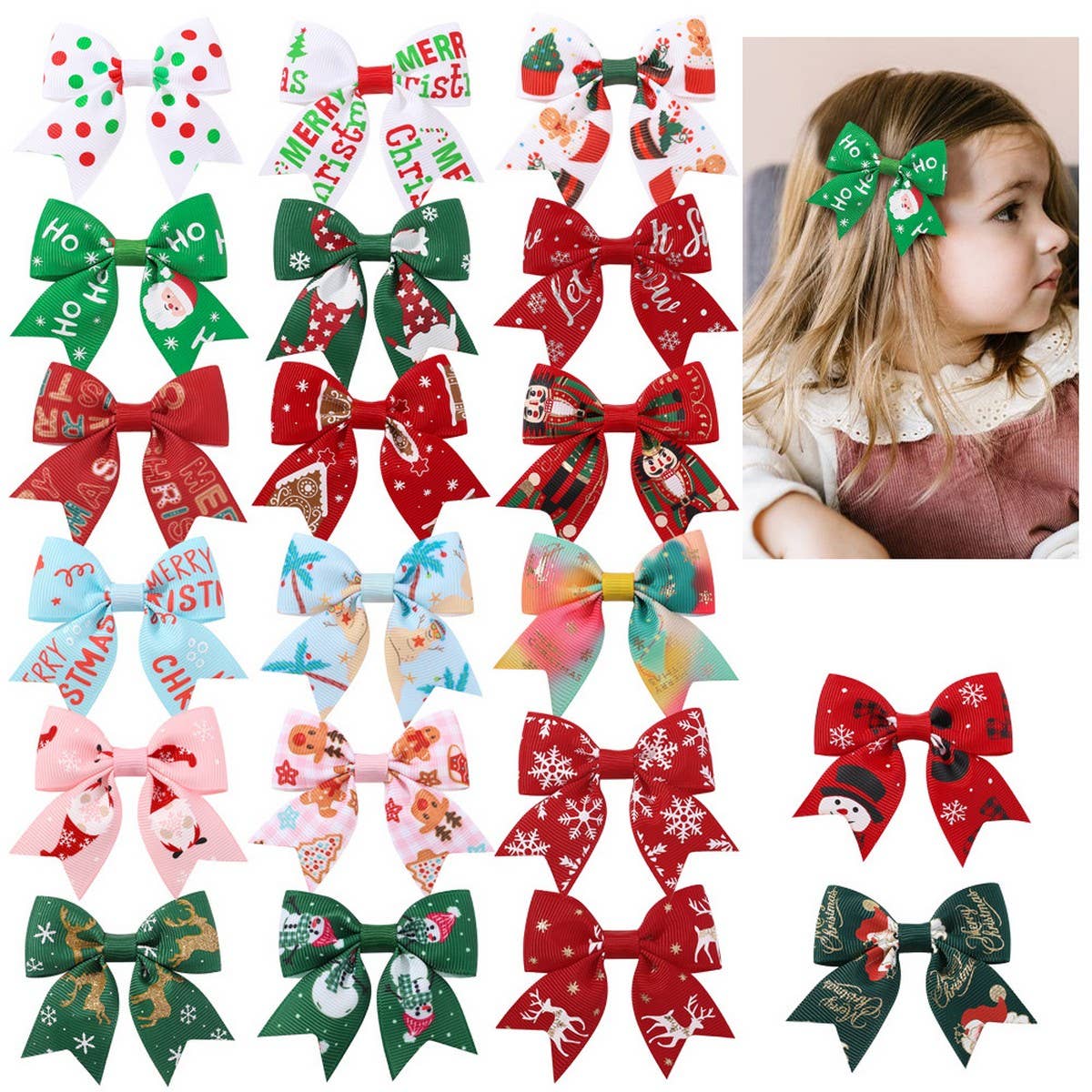 Girls¡¯ Xmas Hair Clip with Reindeer & Snow