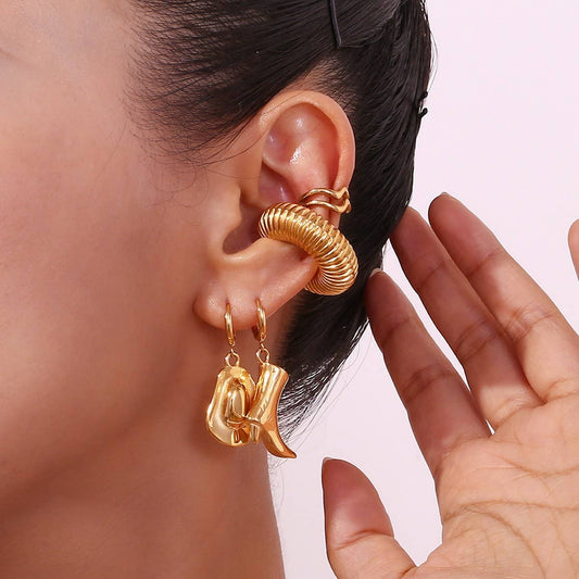Western Style 18K Gold Cowboy Boot Hat Earrings