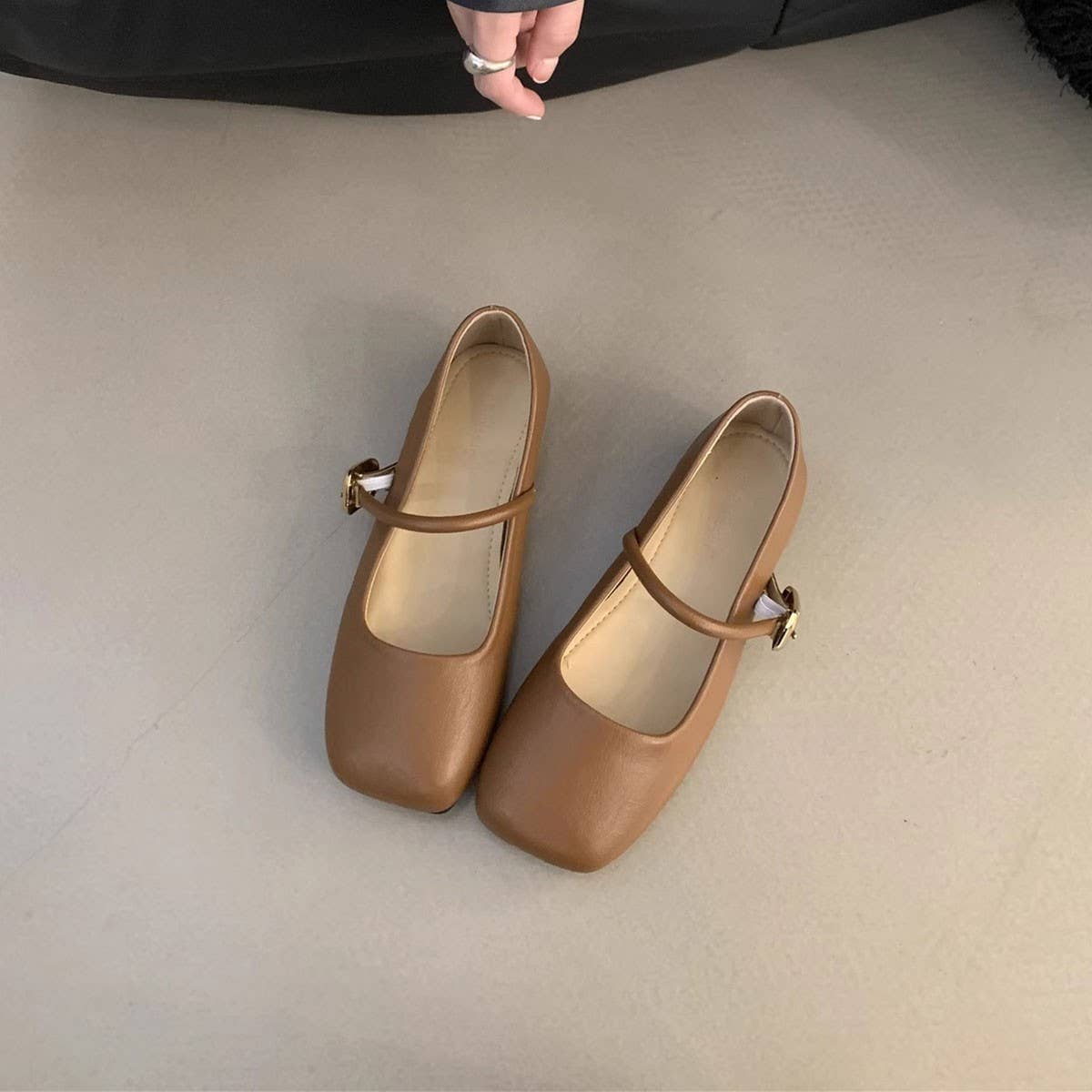 Vintage Square Toe Mary Jane Flats for Women