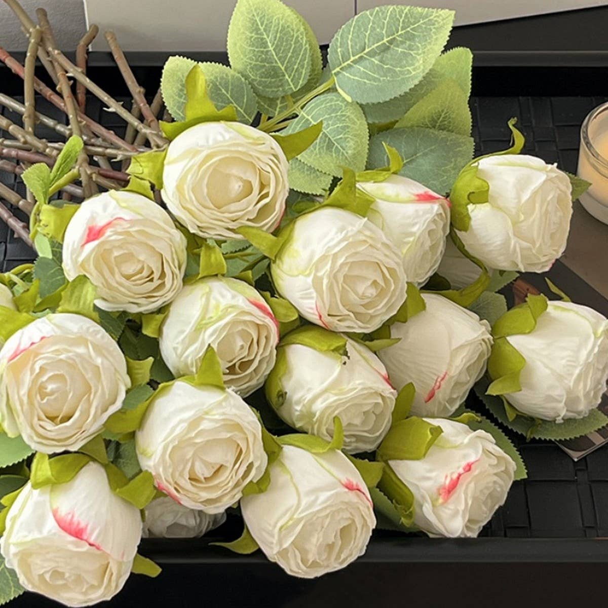 Vintage Single Head Rose Bouquet with Burnt Edges