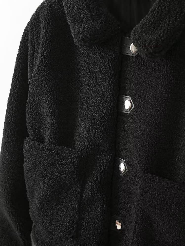 Lapel versatile fleece single-breasted jacket