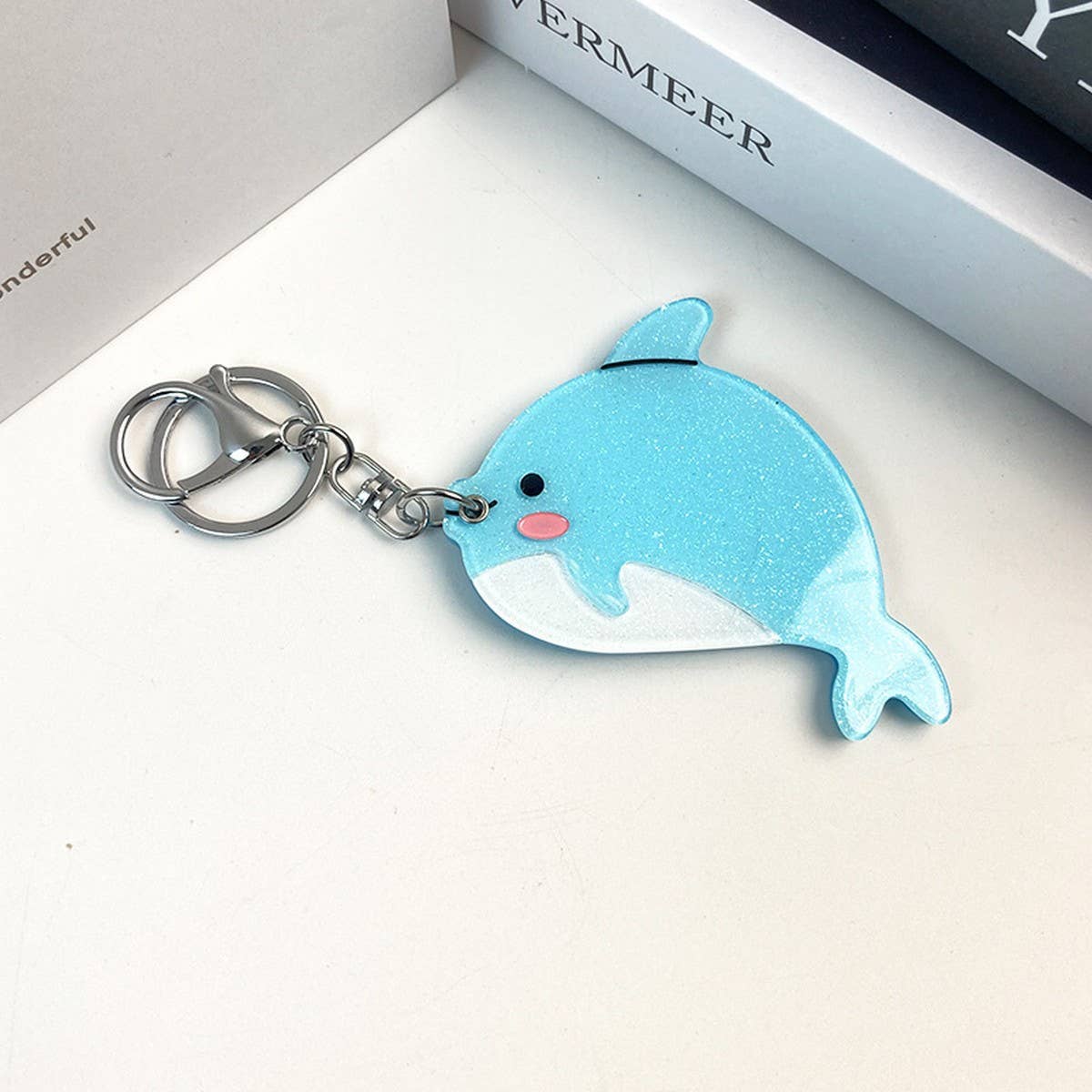 Cute Whale Slide Mirror Keychain Acrylic Gift