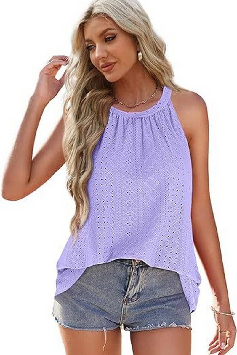 CWDHL0335_HALTERNECK SLEEVELESS SOLID COLOR TANK DRESS