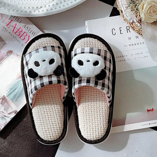 NEW CUTE PANDA LINEN SLIPPERS FOR WOMEN AT HOME