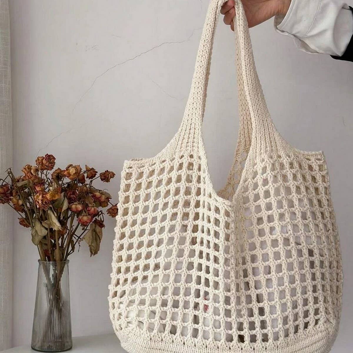 CWAB5056_NEW STYLE SHOPPING KNITTED HOLLOW WOVEN BAG