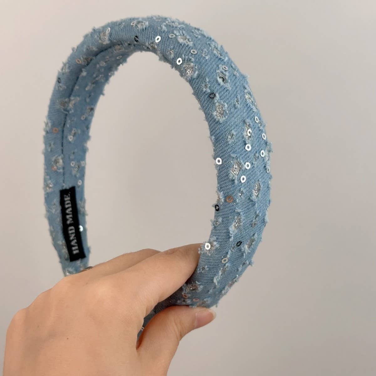 VINTAGE SEQUINED GIRLS DENIM HEADBAND
