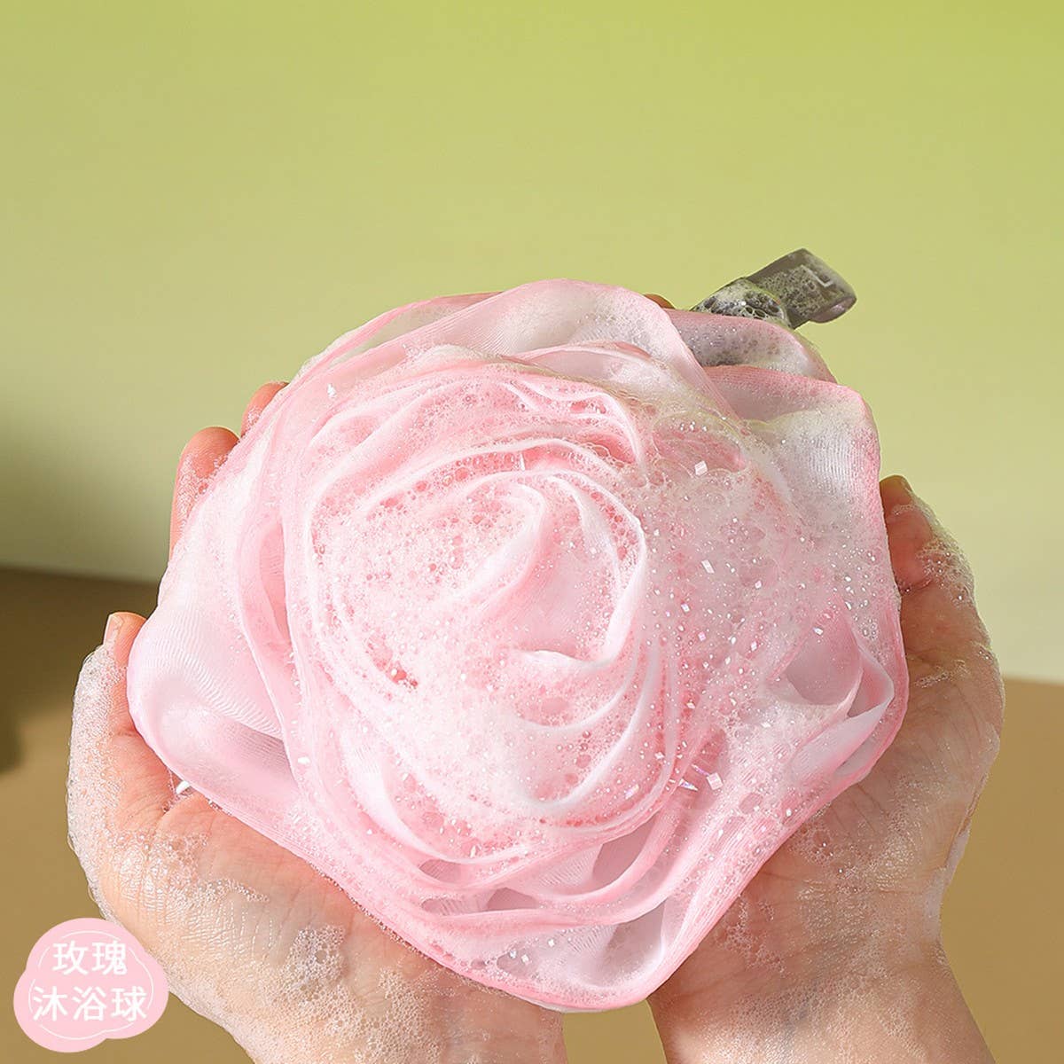 ROSE BATH FLOWER BUBBLE BATH BALL BATH POUF