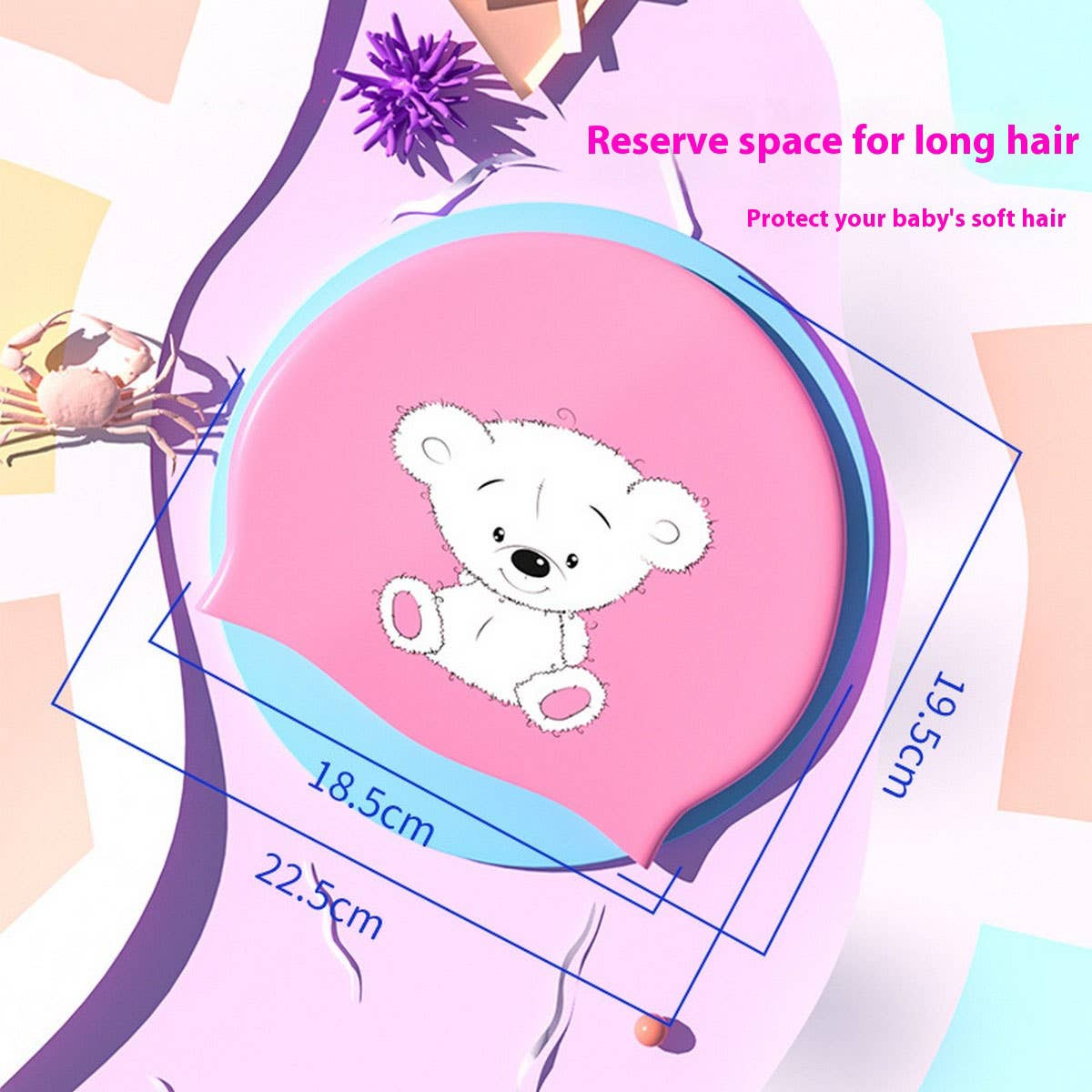 Girls' Silicone Swim Cap - Cute Cartoon XL