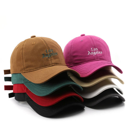 SOFT TOP VINTAGE LETTER EMBROIDERED PEAKED CAP_CWAH1284