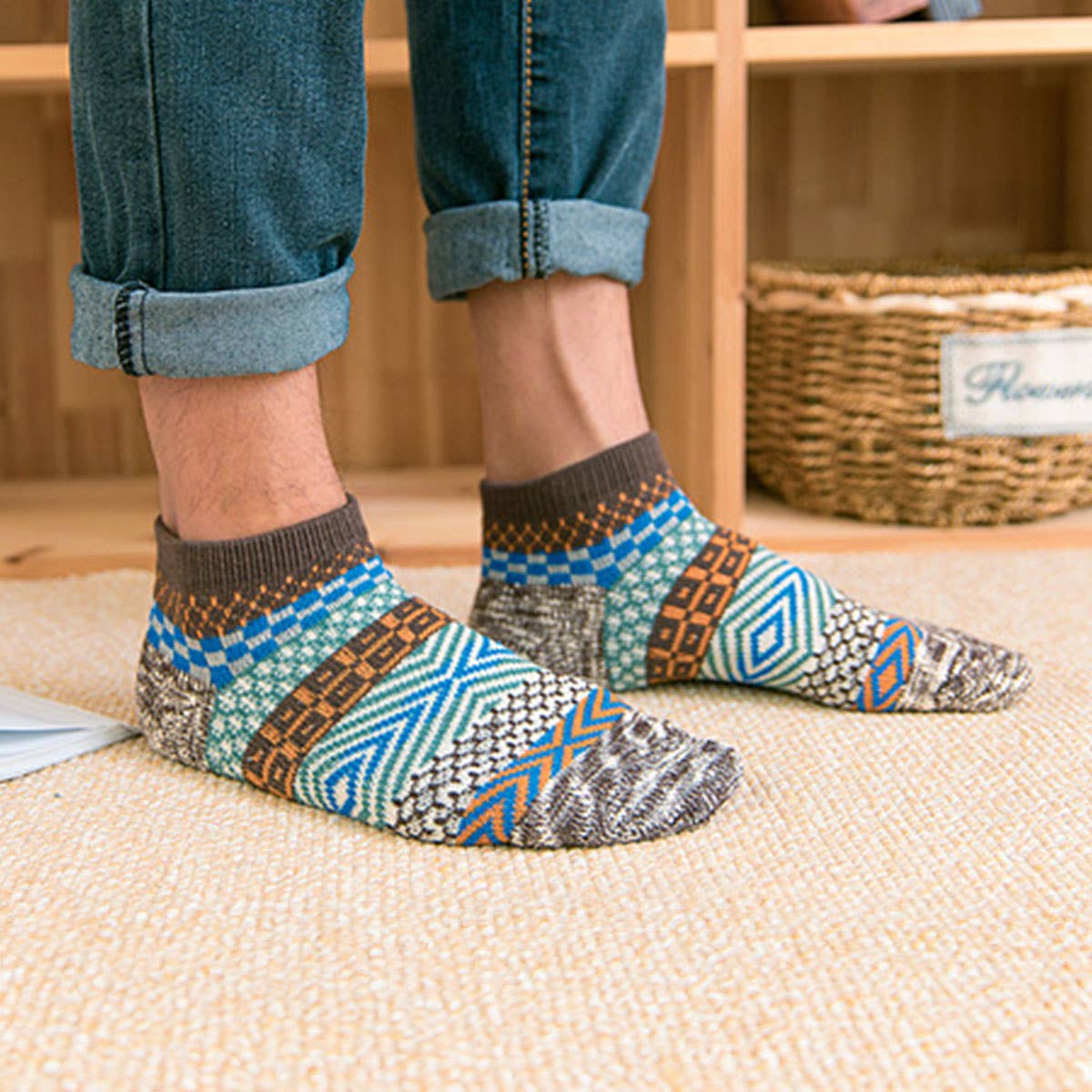 5PCS/SET ALPACA VINTAGE FLORAL PATTERN SOCKS_CWMS0207