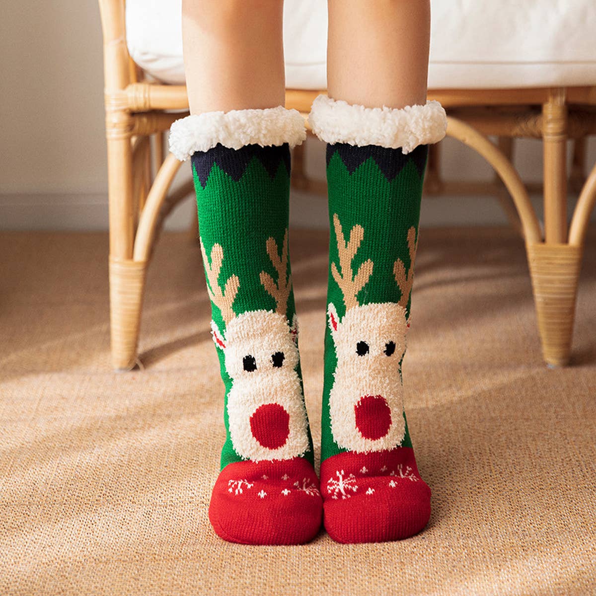 CHRISTMAS STOCKING PLUSH INDOOR SLIPPERS