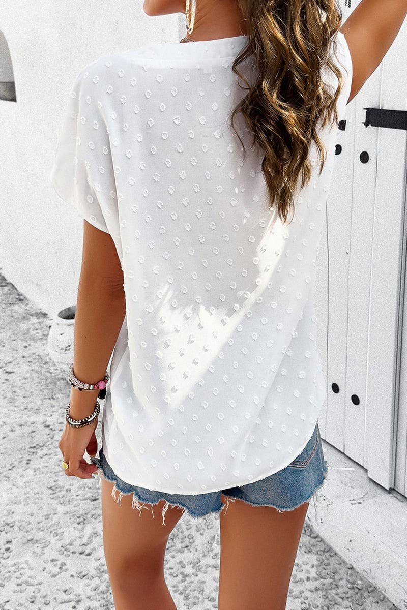 TEMPERAMENT LEISURE V NECK SHIRT_CWTSTS0171