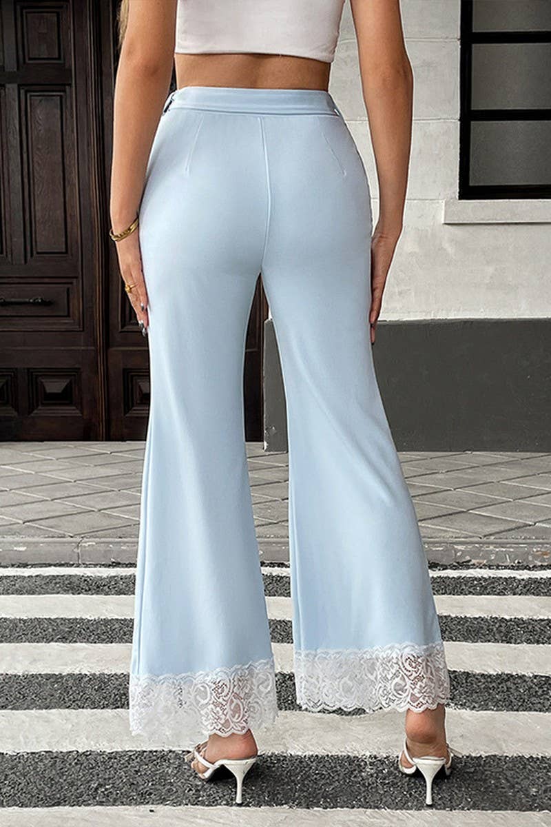 CWBLP2022_HIGH WAIST SOLID LACE FLARED PANTS WITH BELT