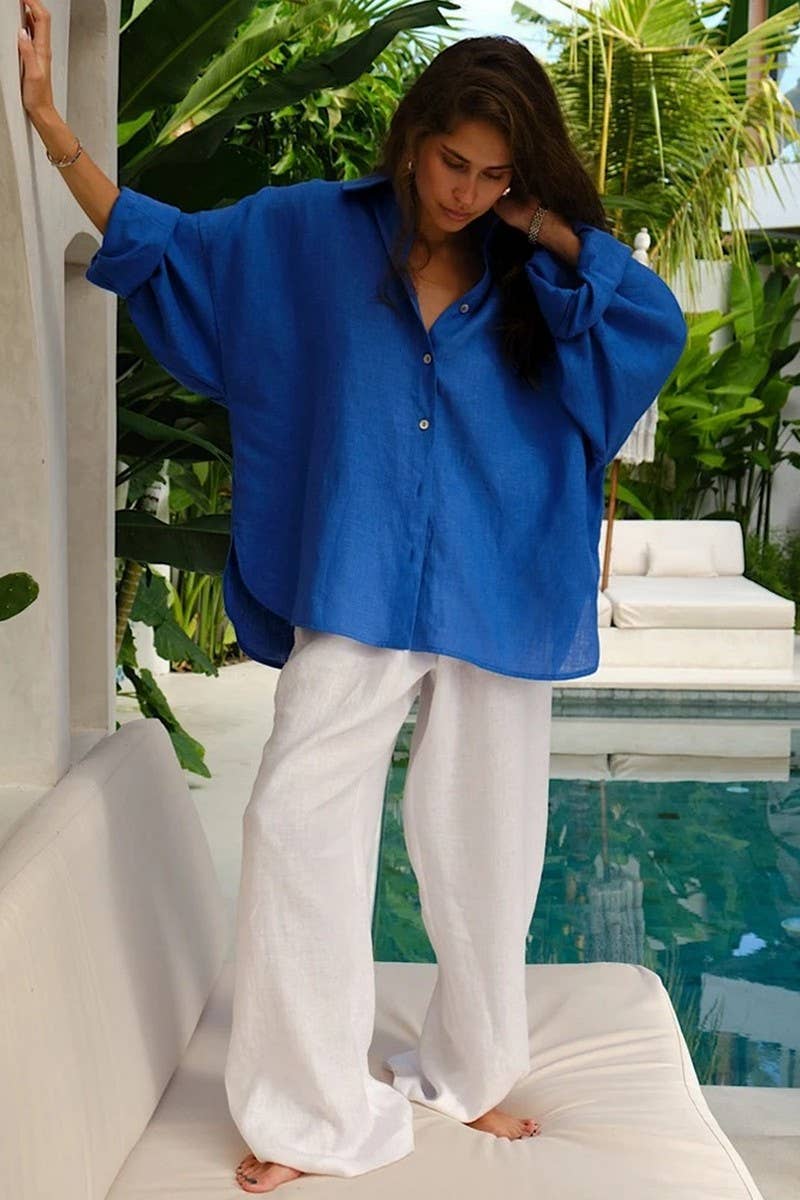 CWBLP00917_LONG-SLEEVED CASUAL LOOSE RUFFLED SHIRT