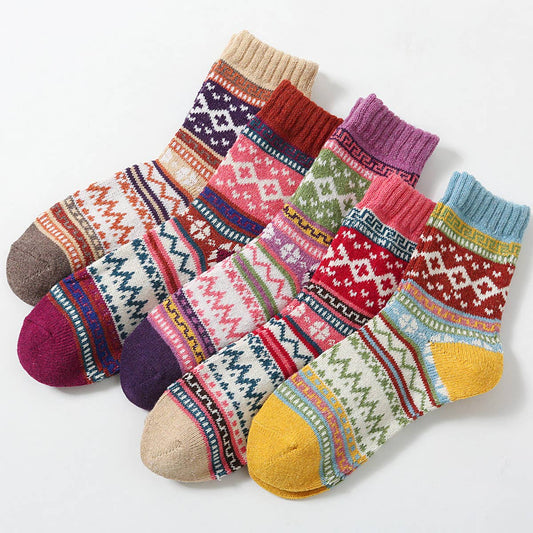 5pr/Set Retro Ethnic Style Socks For Men Winter_CWMS0680