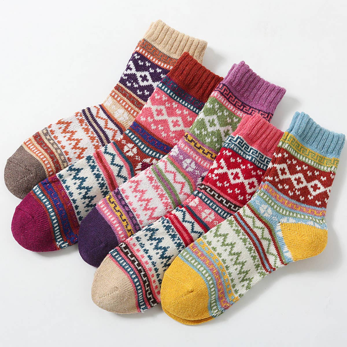 5 PAIRS OF COLOR MATCHING MID LENGTH COTTON SOCKS_CWMS0681