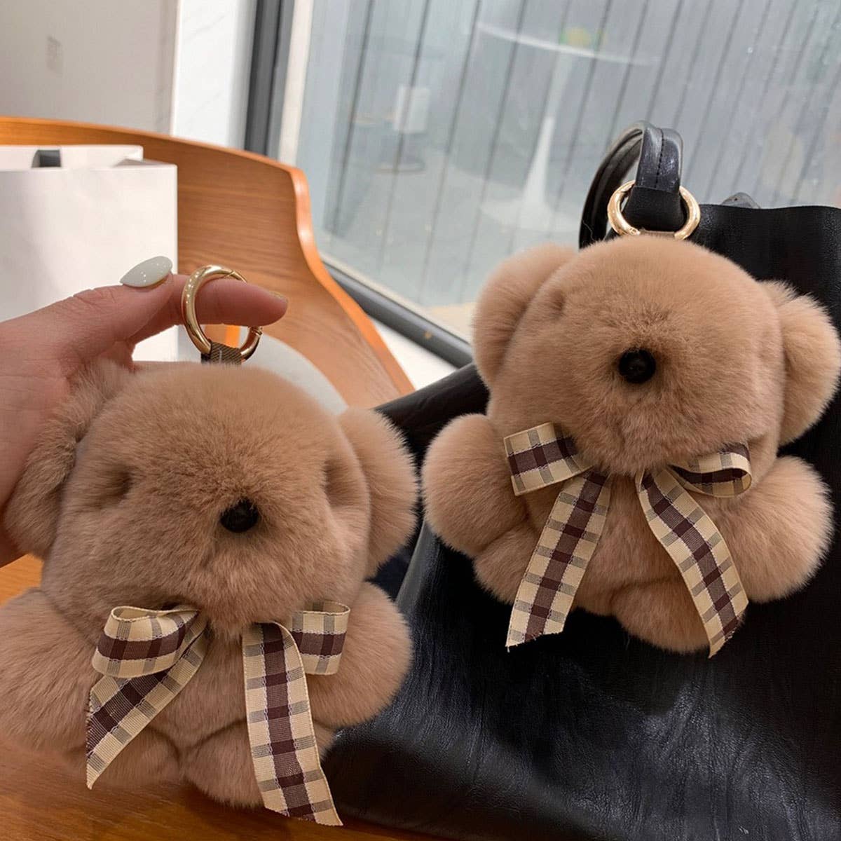 CUTE BEAR DOLL FUR BAG PENDANT CAR KEYCHAIN