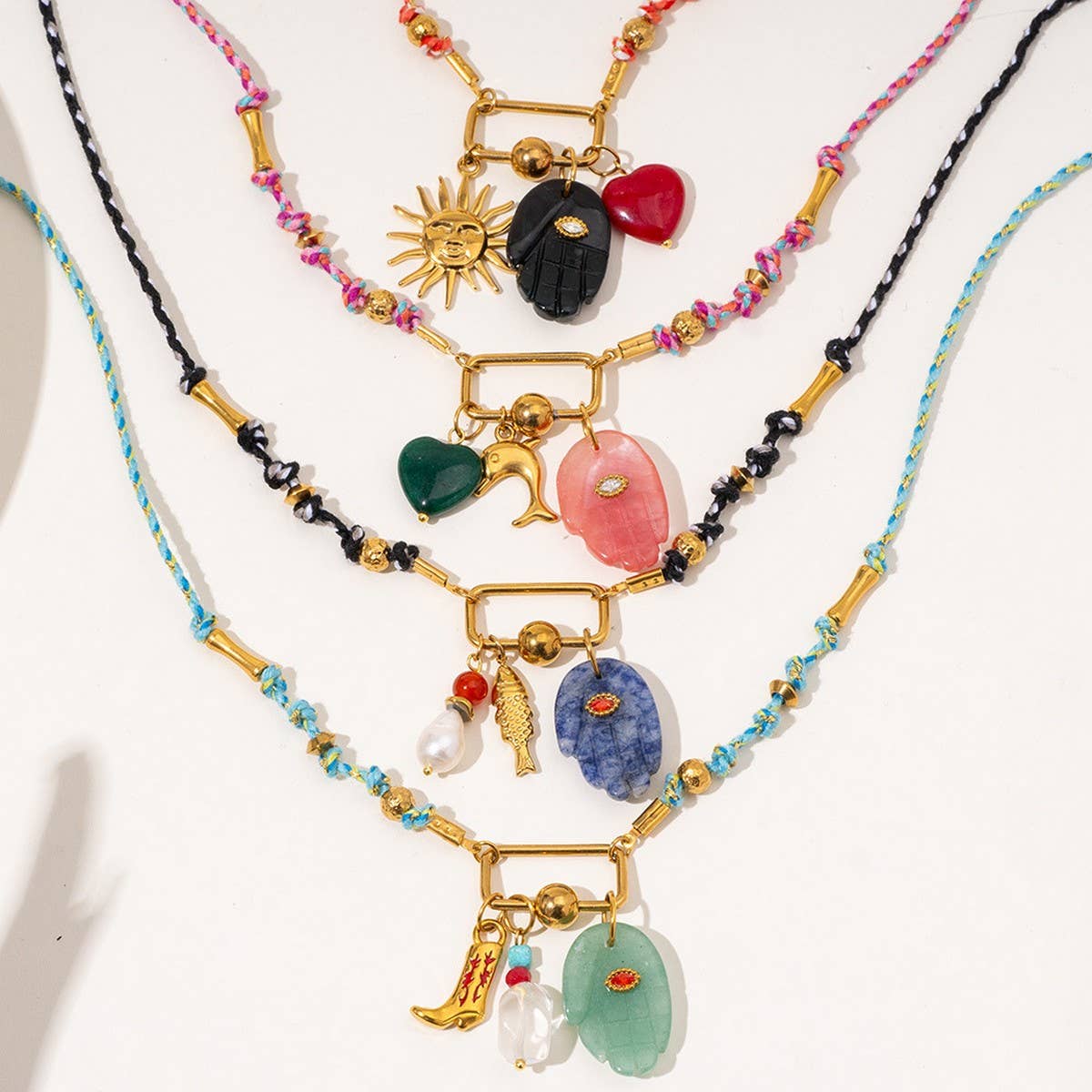 18K Eye Pendant Necklace with Natural Stone_CWMM7526