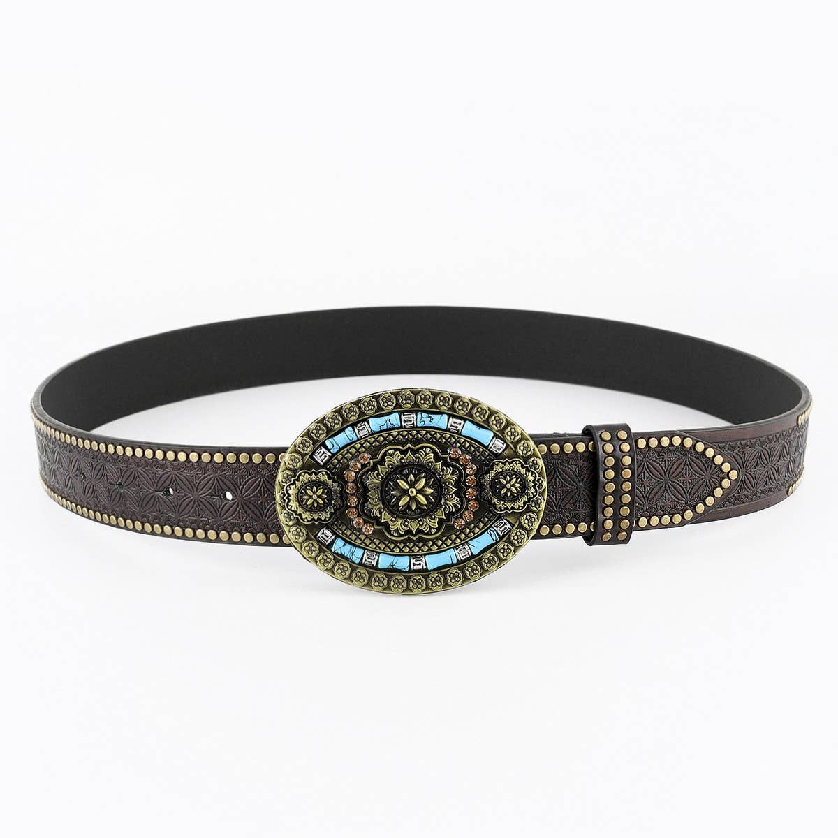 WESTERN COWBOY BELT WITH SAPPHIRE EMBELLISHMENT_CWABE0414