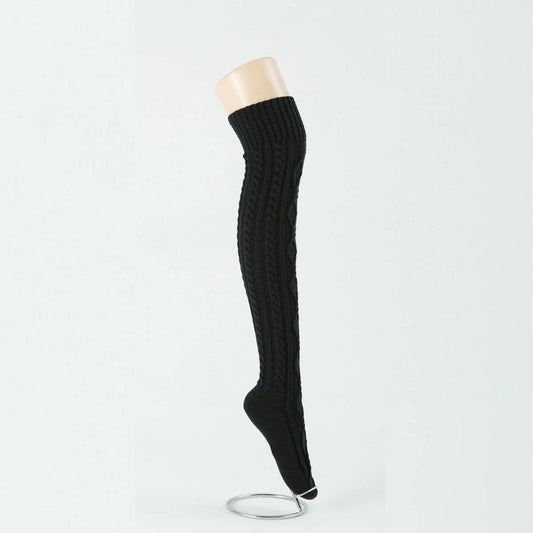 CABLE KNIT WINTER WARM KNEE HIGH SOCKS_CWMS015