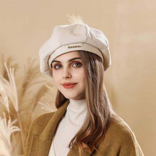 OFF WHITE FLAT CAP IS SUITABLE FOR AUTUMN WINTER_CWAH1982