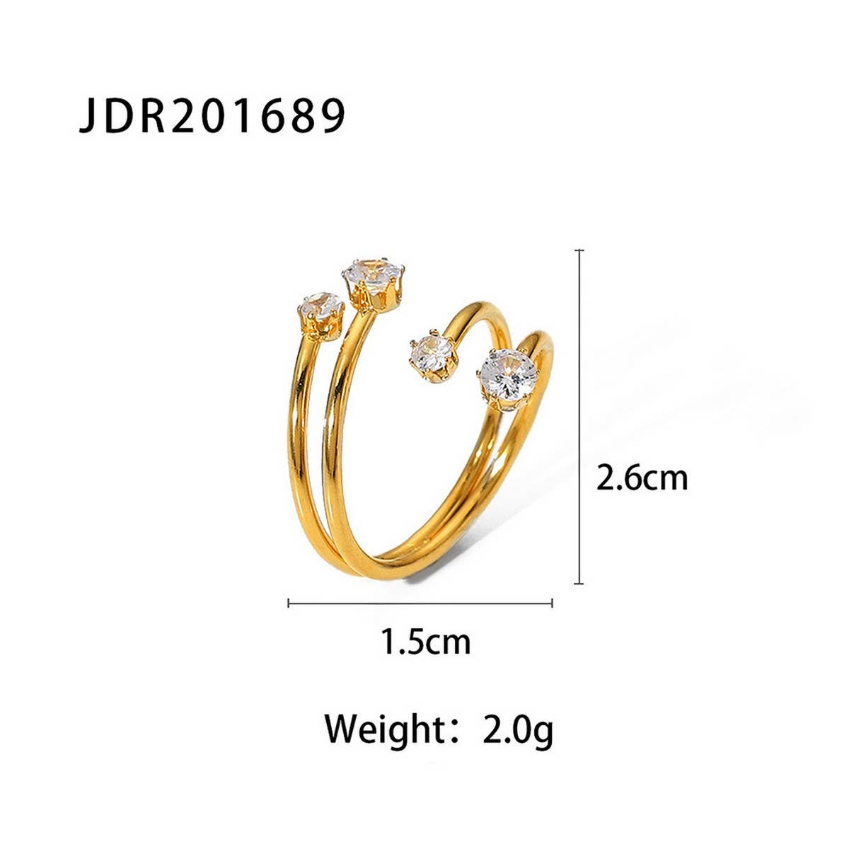 SIDE BY SIDE 4 DIAMOND OPEN RING